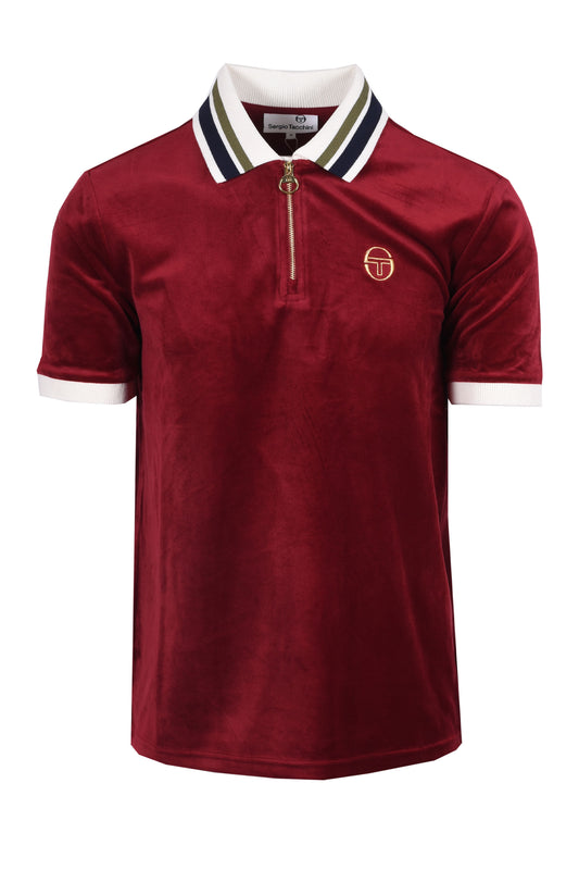 Sergio Tacchini Mahony Half Zip Velour Polo Rhubarb/Gold