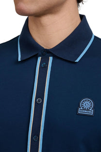 SANDBANKS CONTRAST TIPPED PLACKET POLO NAVY Sandbanks