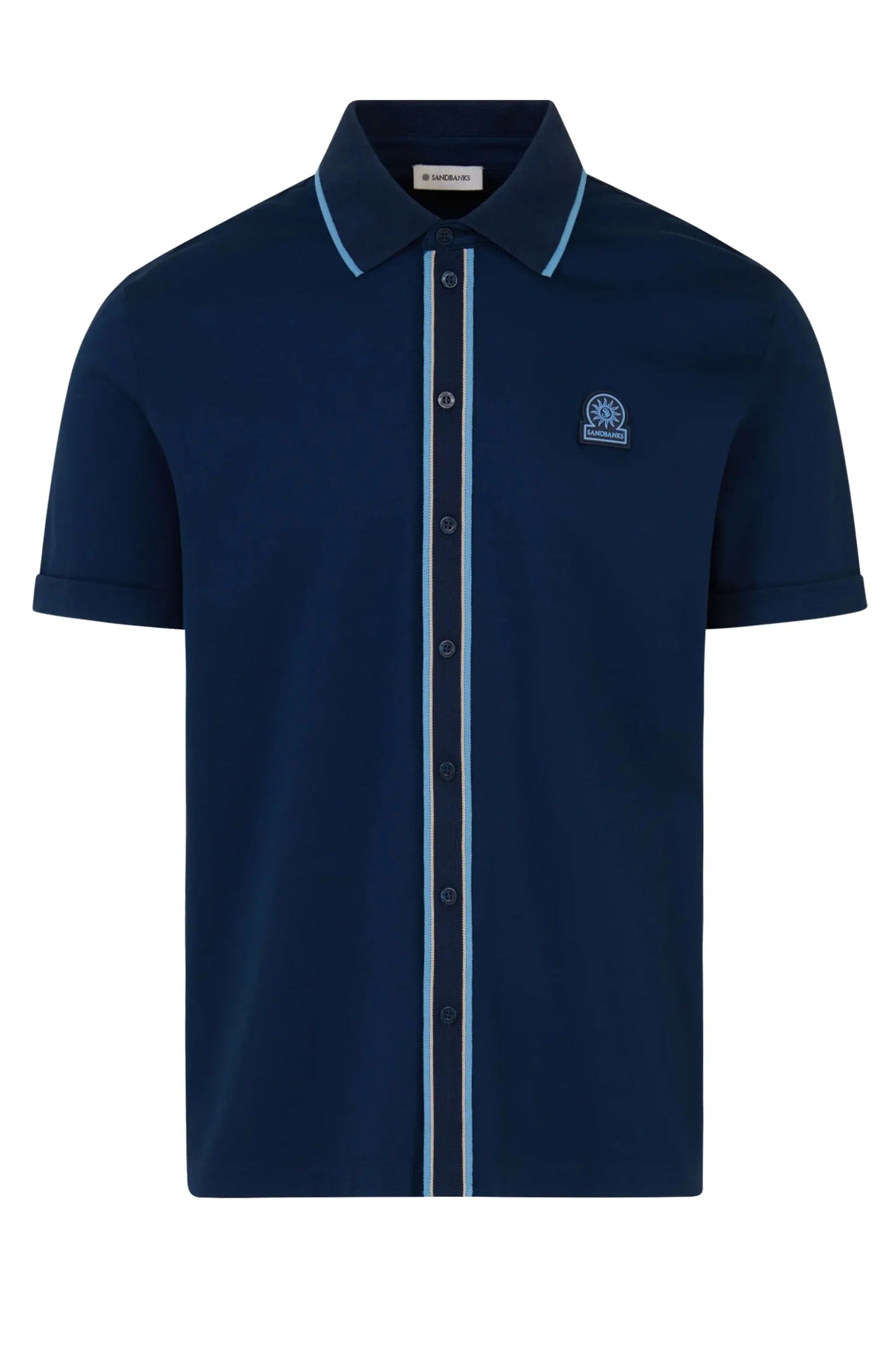 SANDBANKS CONTRAST TIPPED PLACKET POLO NAVY Sandbanks