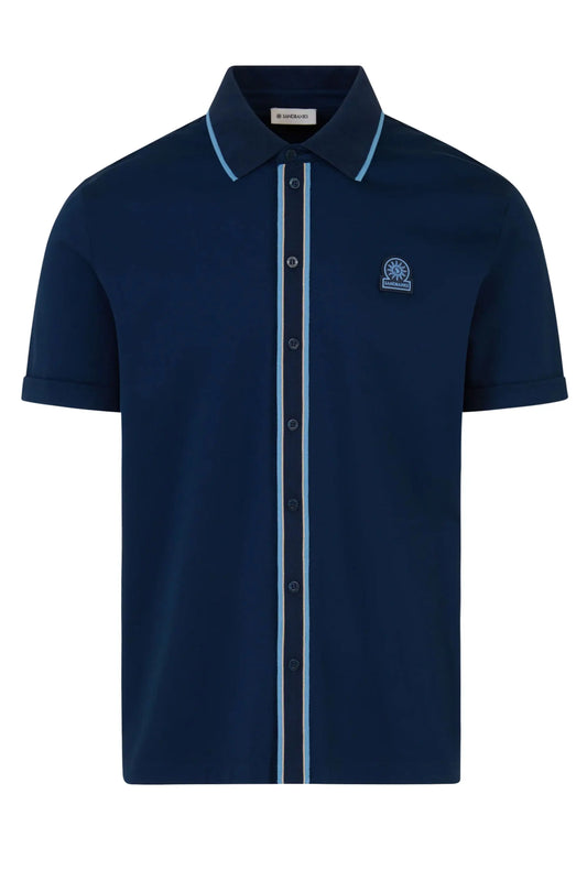 SANDBANKS CONTRAST TIPPED PLACKET POLO NAVY Sandbanks