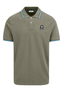 SANDBANKS BADGE LOGO TIPPED POLO ARMY GREEN Sandbanks