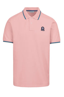 SANDBANKS BADGE LOGO TIPPED SLEEVE POLO SHIRT DUSTY PINK Sandbanks