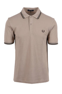 FRED PERRY TWIN TIPPED POLO WARM OAT/COURT GREEN/BURNT TOB Fred Perry