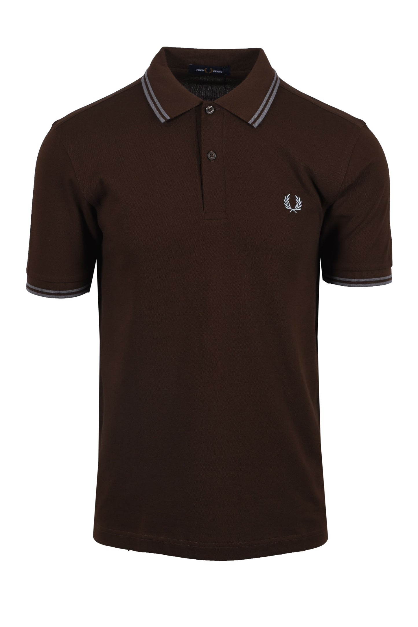 FRED PERRY TWIN TIPPED POLO BURNT TOBACCO/ STOCKPORT BLUE