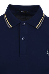 FRED PERRY TWIN TIPPED POLO FRENCH NAVY/GOLD/BLUE Fred Perry