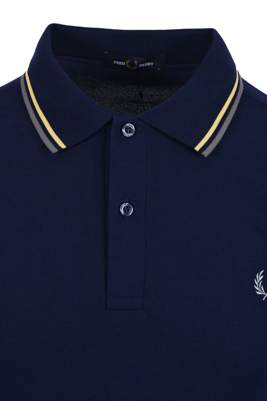 FRED PERRY TWIN TIPPED POLO FRENCH NAVY/GOLD/BLUE