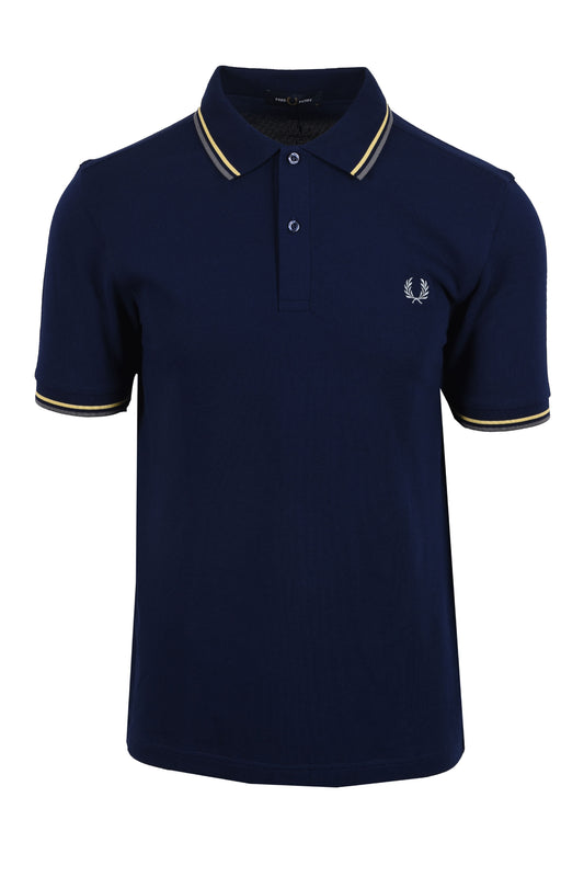 FRED PERRY TWIN TIPPED POLO FRENCH NAVY/GOLD/BLUE