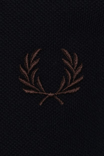 FRED PERRY TWIN TIPPED POLO NAVY/WARM OAT/ BURNT TOBACCO Fred Perry