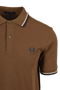 FRED PERRY TWIN TIPPED POLO SHADED STONE/ECRU/DARK PETROL Fred Perry