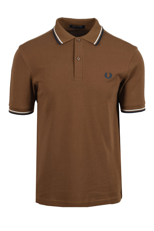 FRED PERRY TWIN TIPPED POLO SHADED STONE/ECRU/DARK PETROL