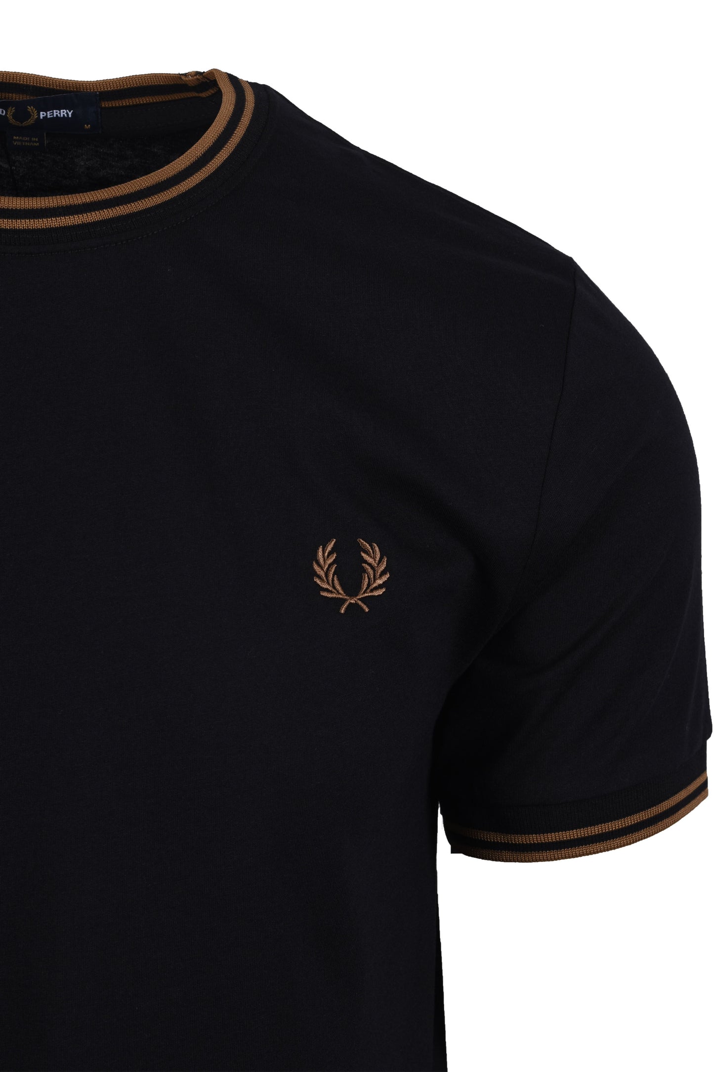 FRED PERRY TWIN TIPPED T-SHIRT BLACK/SHADED STONE