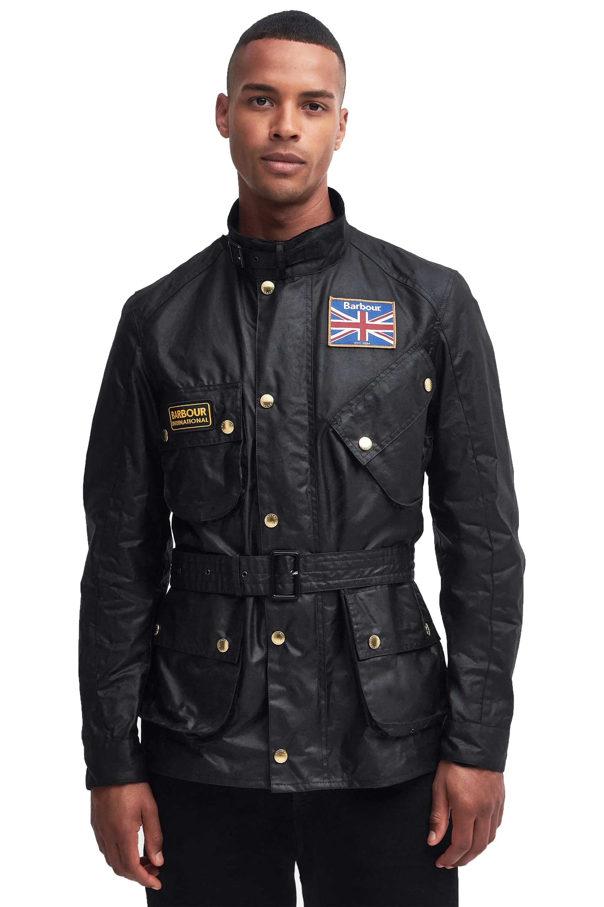 Barbour International Union Jack Jacket in Black – Michael Stewart Barbour International Union Jack Jacket in Black – Michael Stewart