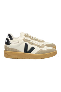 VEJA V-90 O.T. LEATHER TRAINER PURE/BLACK/NATURAL Veja Michael Stewart Menswear  Trainers