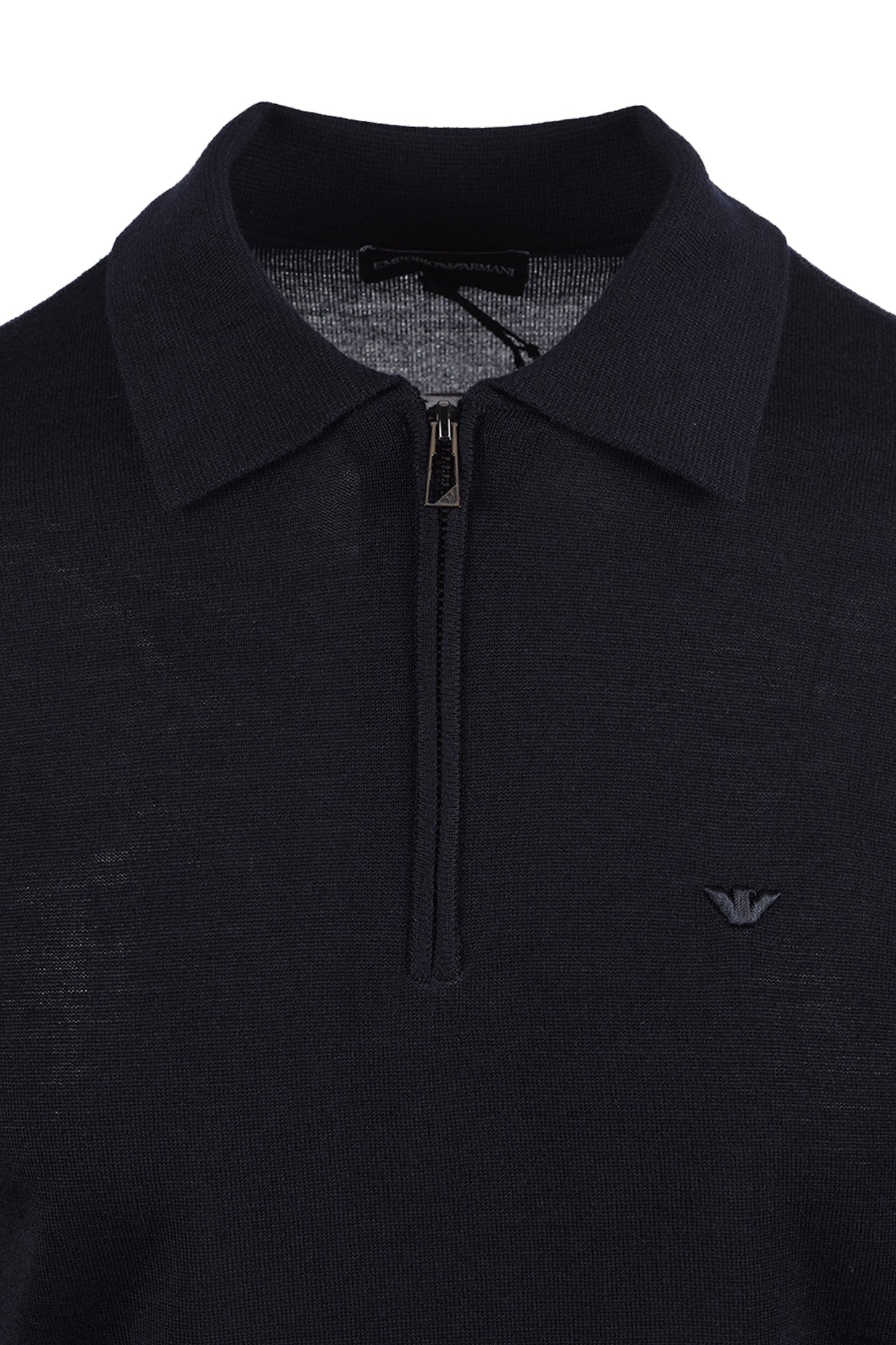EMPORIO ARMANI ZIP KNITTED POLO NAVY Emporio Armani Michael Stewart Menswear  Polo Shirts
