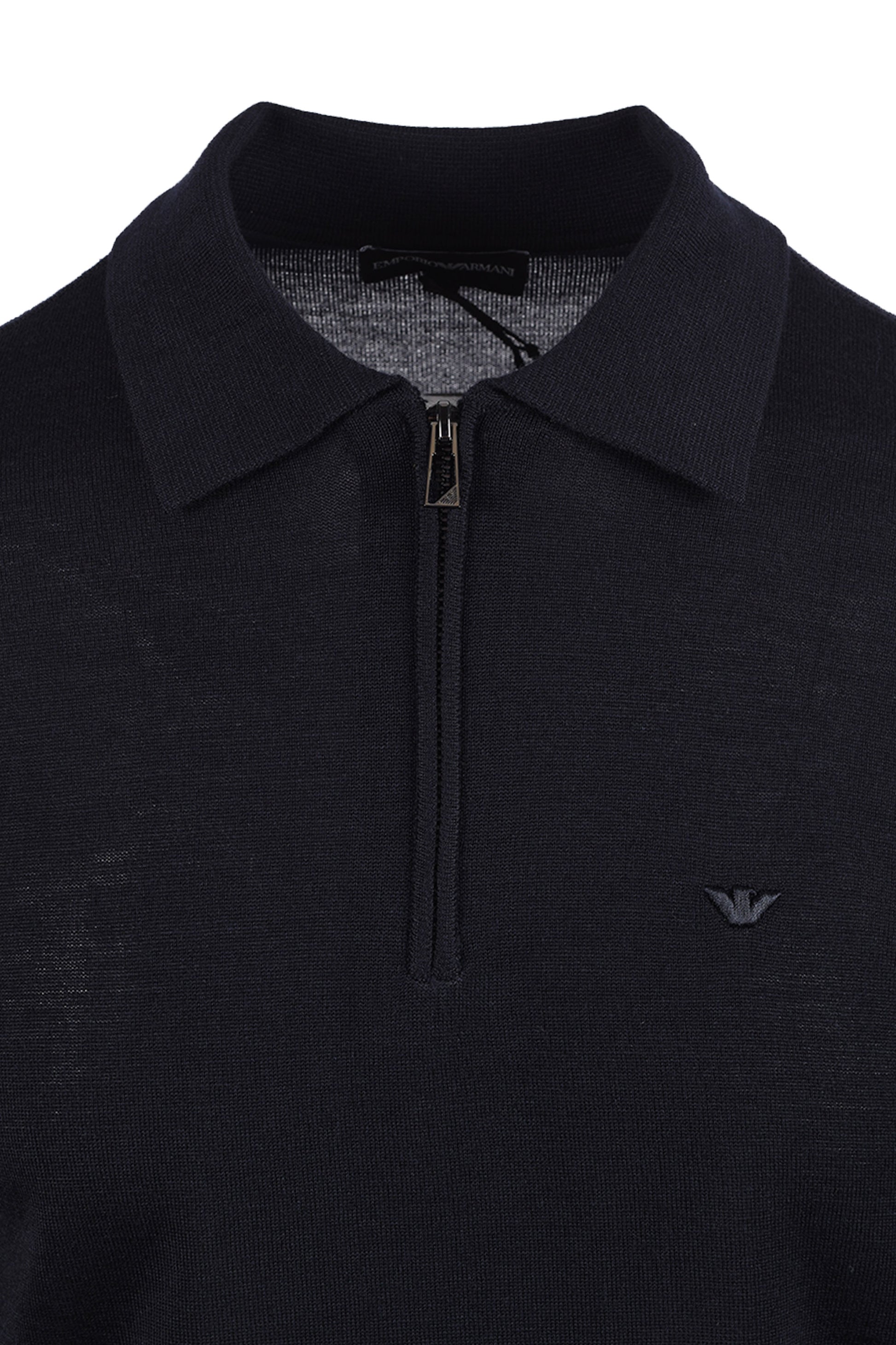 EMPORIO ARMANI ZIP KNITTED POLO NAVY Emporio Armani Michael Stewart Menswear  Polo Shirts
