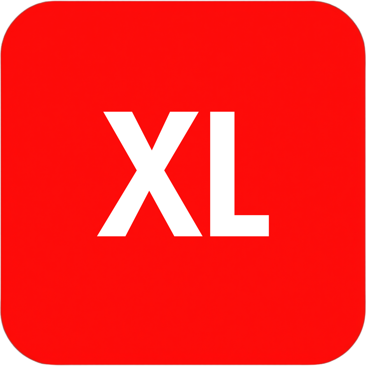 A red rounded square icon with the white text 'XL' in the center, indicating a large size option.
