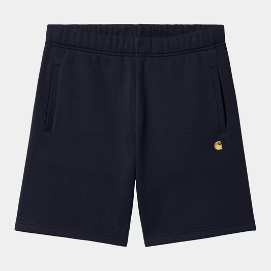 CARHARTT CHASE SWEAT SHORT DARK NAVY/GOLD
