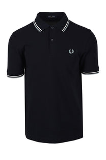 FRED PERRY TWIN TIPPED POLO NAVY/ECRU/SILVER BLUE Fred Perry Michael Stewart Menswear  Polo Shirts