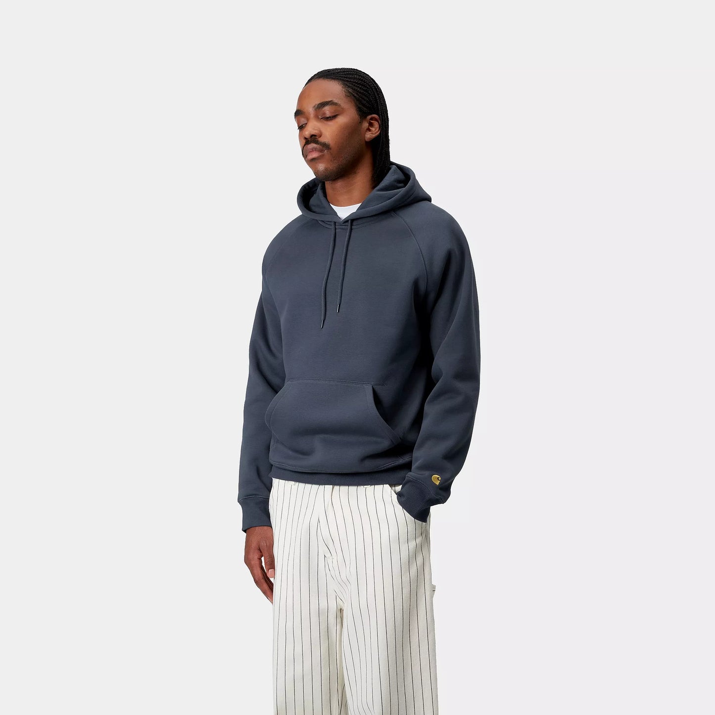 CARHARTT HOODED SWEATSHIRT DUSKY BLUE/GOLD