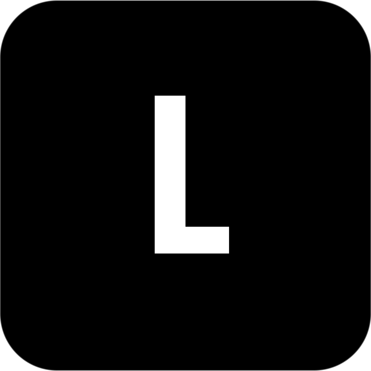 L on black background
